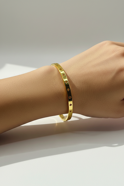 Gold Star & Diamond Stud Bangle