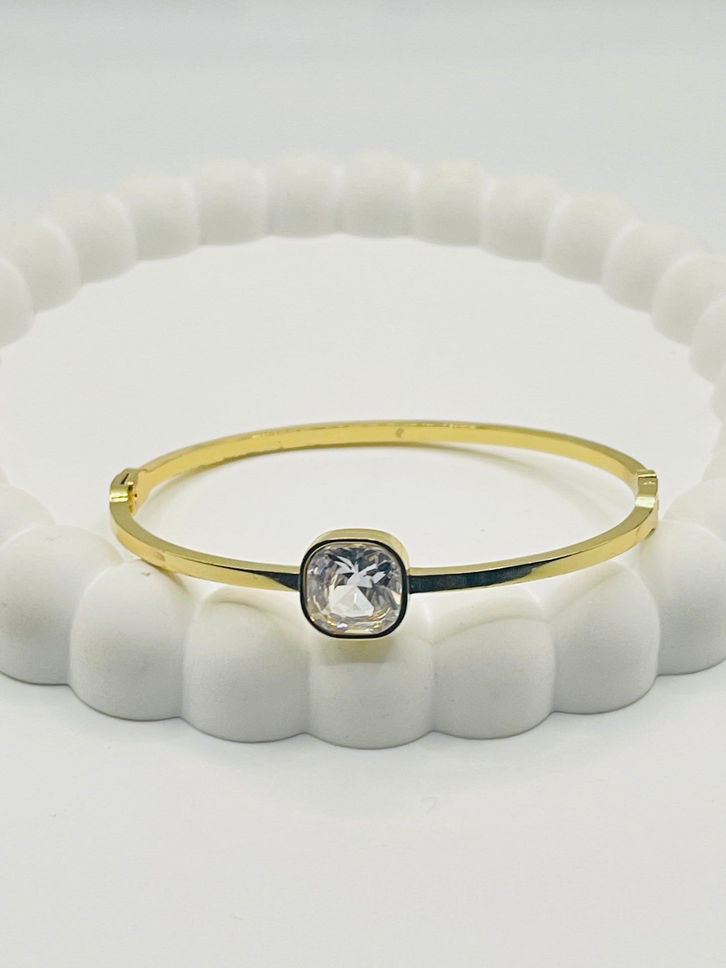 Gold Crystal Clear Stone Bangle