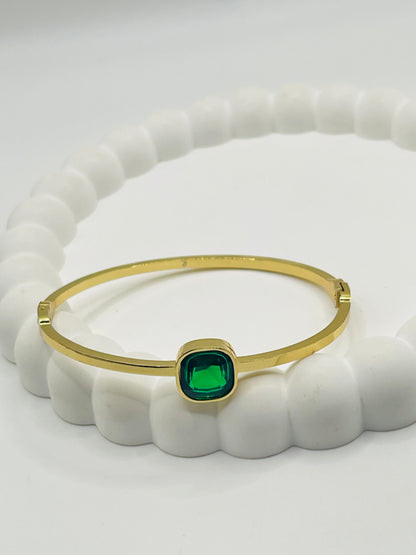 Gold Emerald Green Stone Bangle