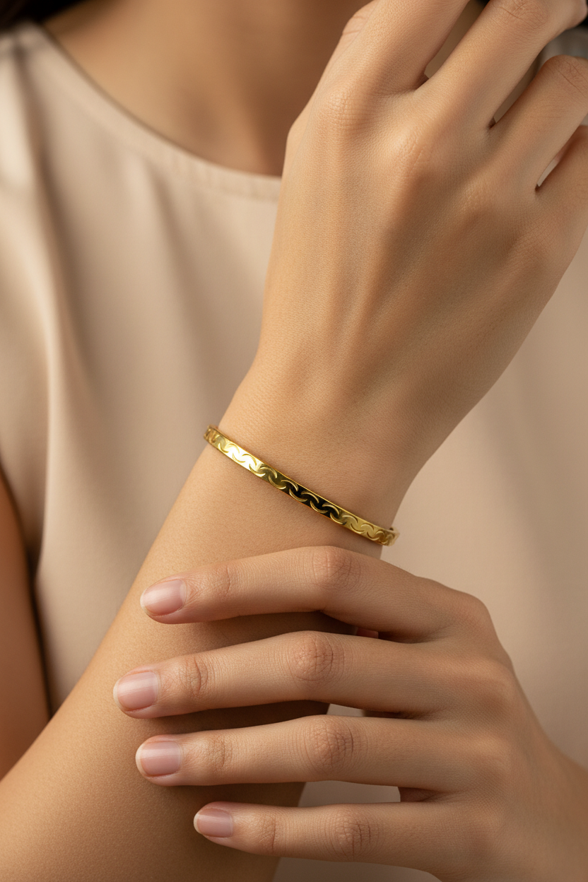 Gold Engraved Bangle