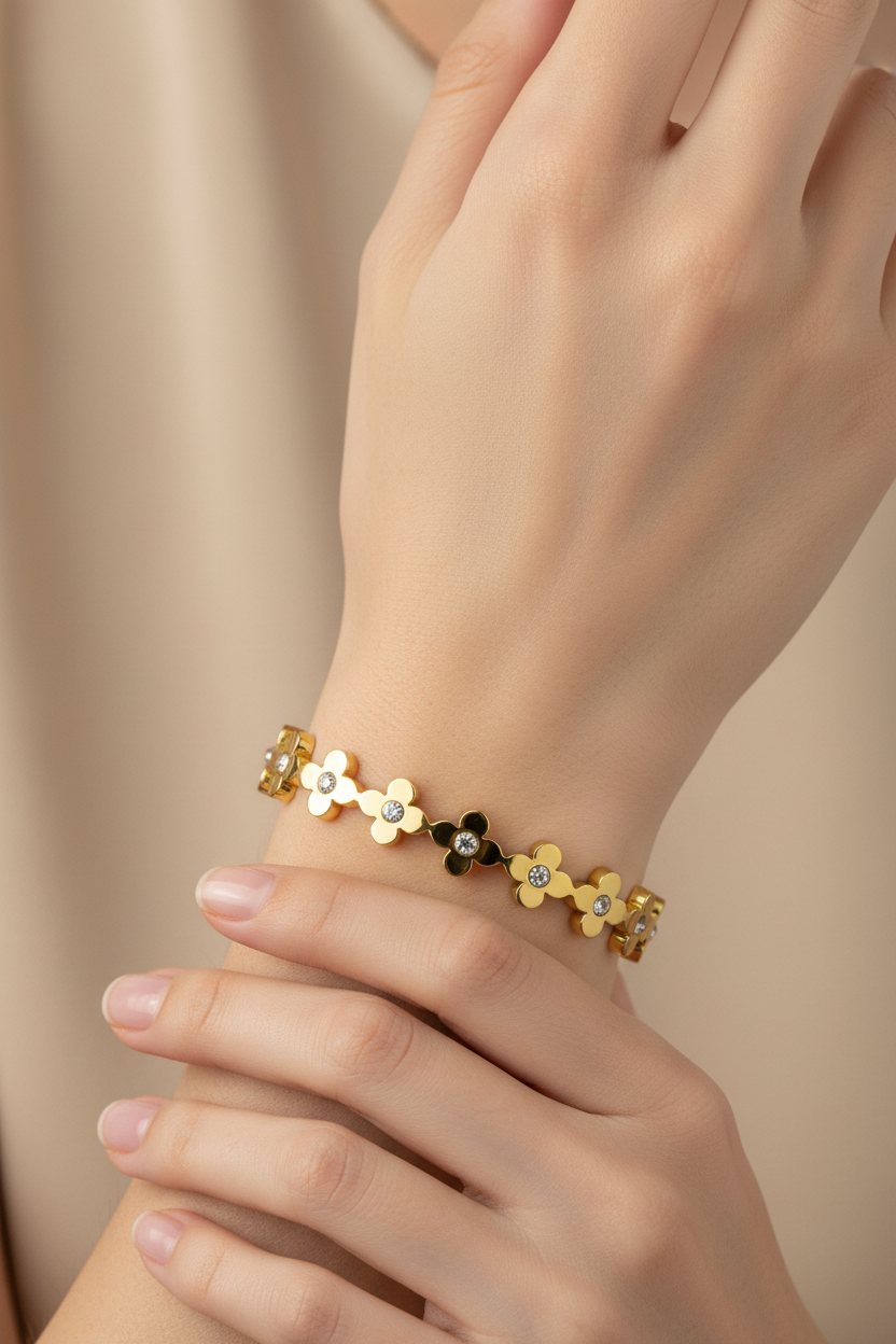 Golden Bloom Crystal Bracelet