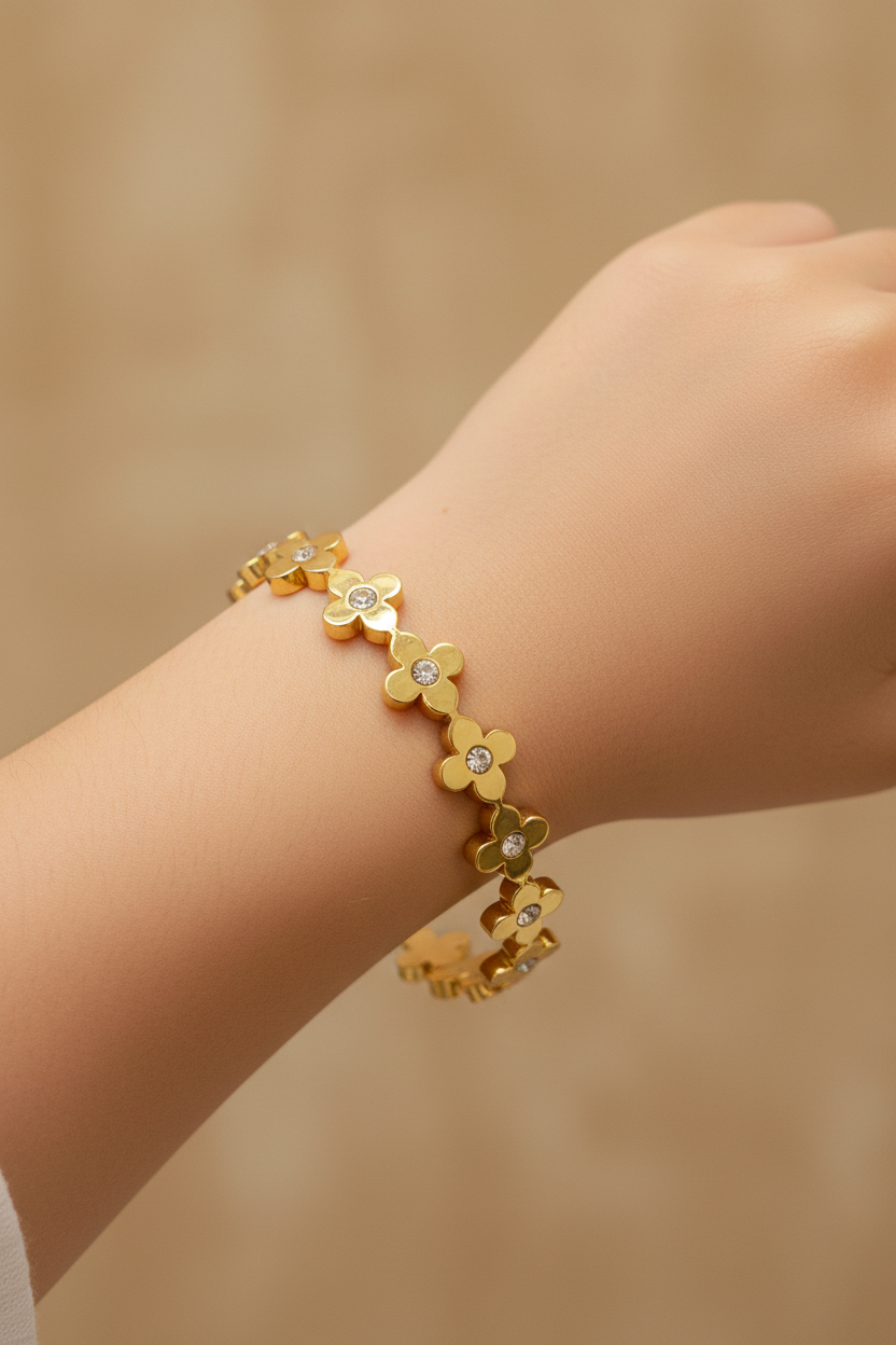 Golden Bloom Crystal Bracelet