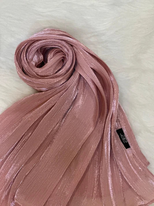 Zera Organza Shimmer Hijab - Dusty Pink