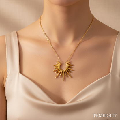 Golden Sunburst Pendant Chain