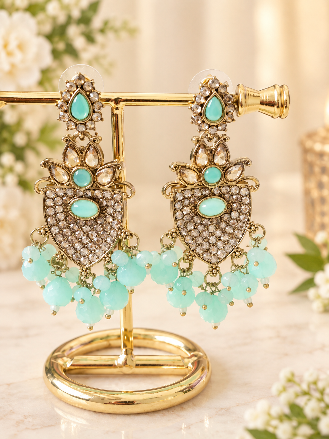 Aqua Shield Drop Earrings