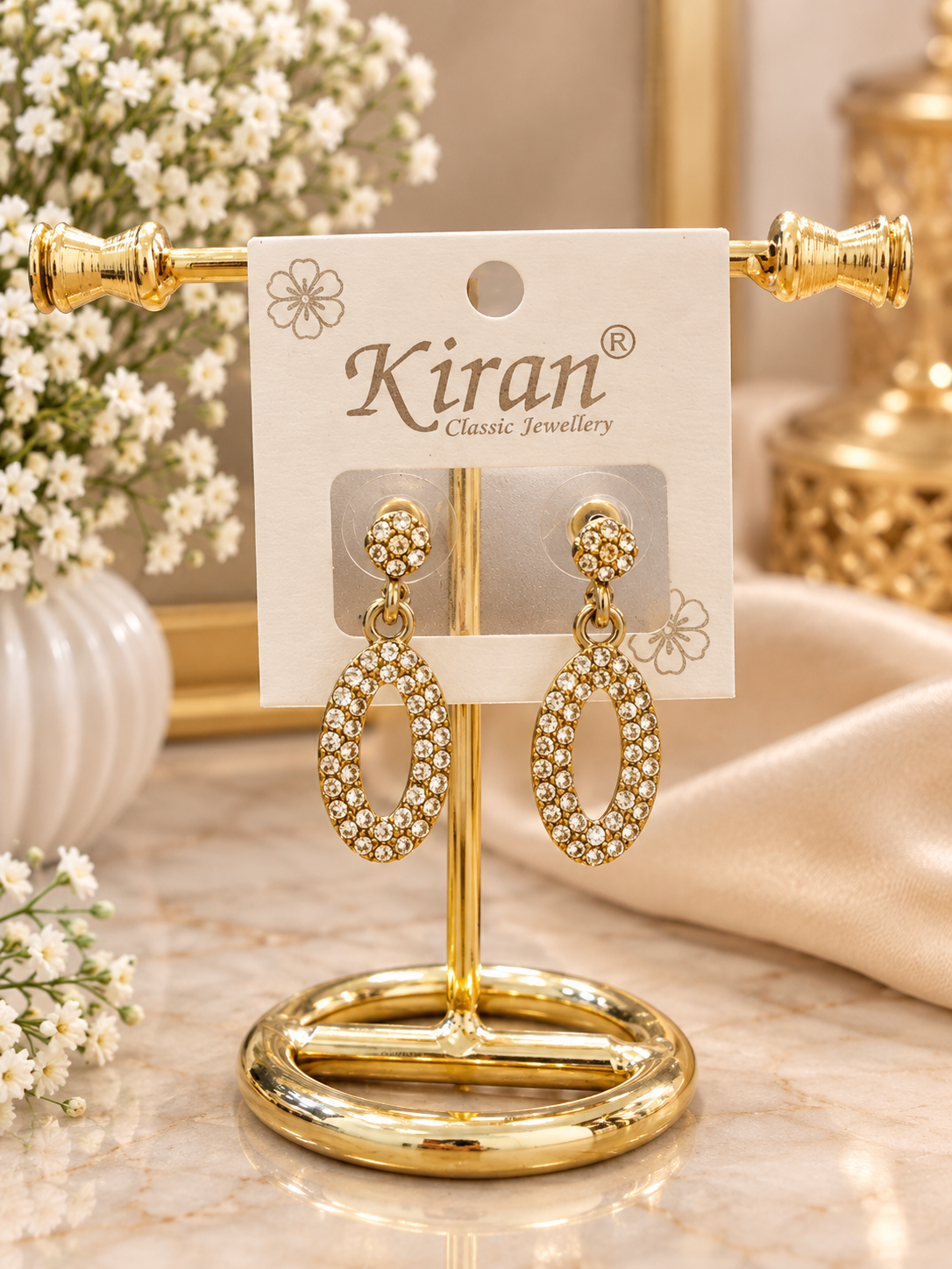 Gold-Tone Oval Drop Earrings