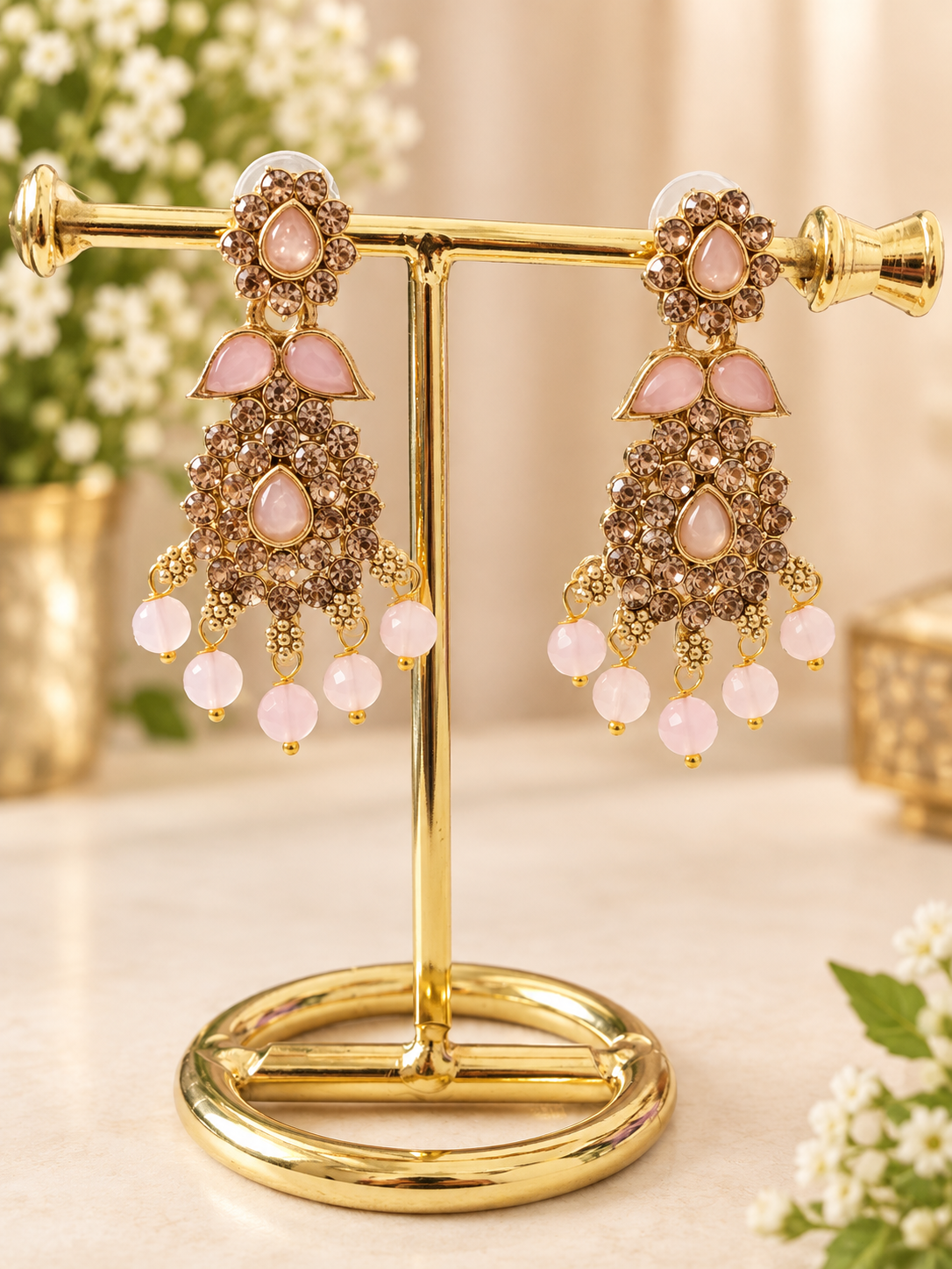 Blush Pink Chandelier Earrings
