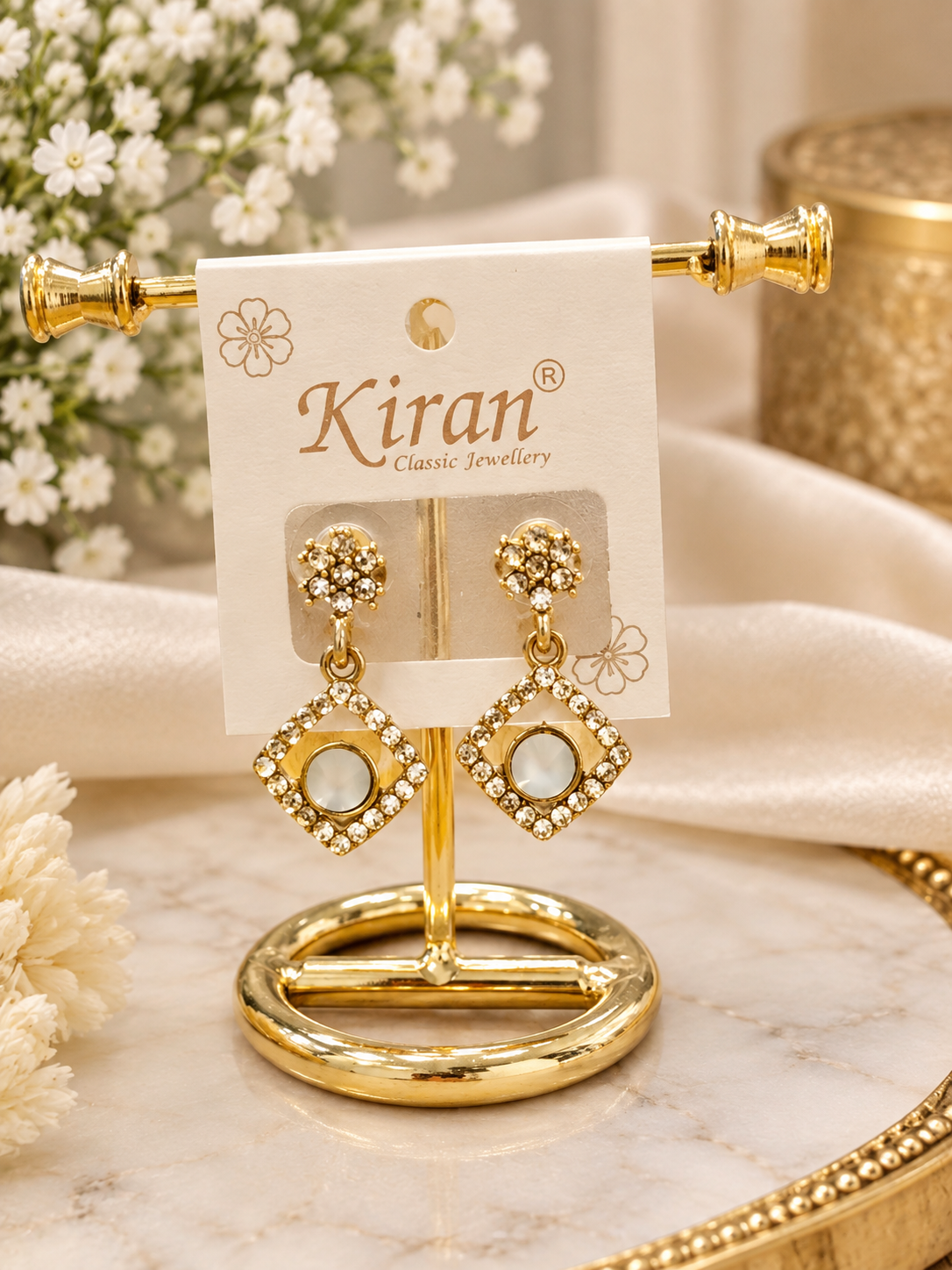 Gold-Tone Square Drop Earrings