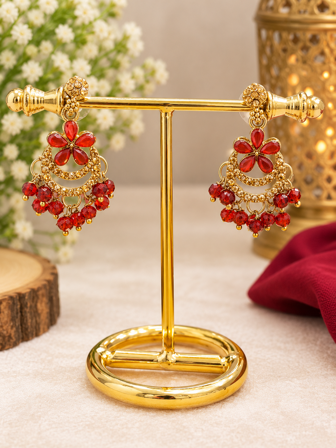 Red Party Wear Earrings
