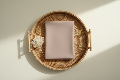 ZERA Chiffon Stretch Hijab Nude Blush – styled flat lay