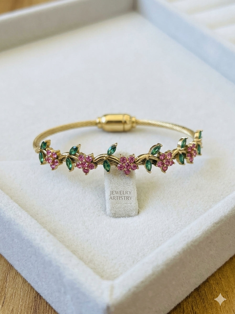 Pink Tulip Vine Bangle