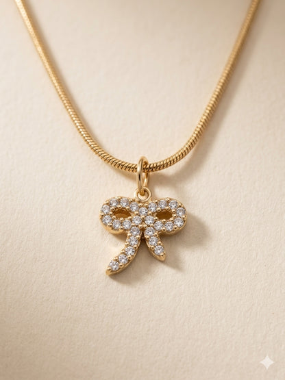 Sparkle Bow Pendant Necklace