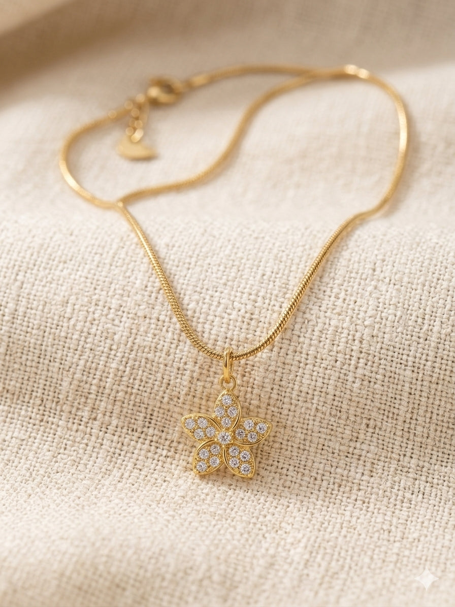 Sparkle Flower Pendant Necklace