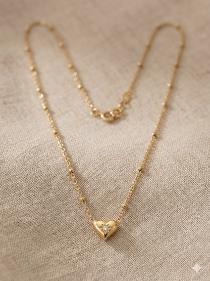 Tiny Heart Beaded Chain Necklace
