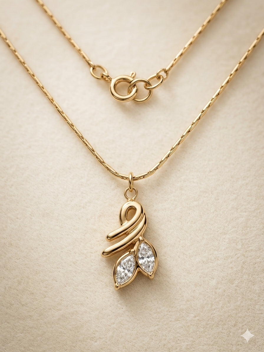 Swirl Leaf Pendant Necklace