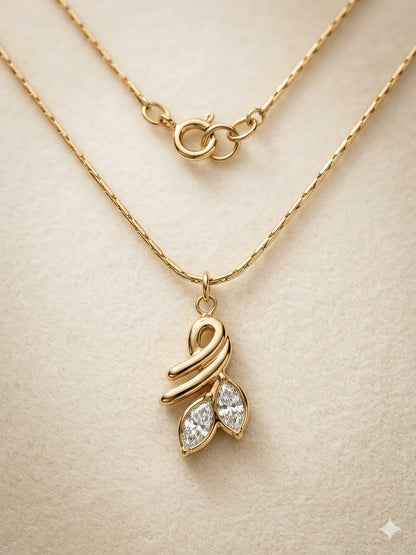 Swirl Leaf Pendant Necklace