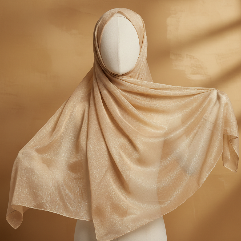 Zera Organza Shimmer Hijab – shimmering organza fabric draped elegantly