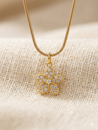 Sparkle Flower Pendant Necklace