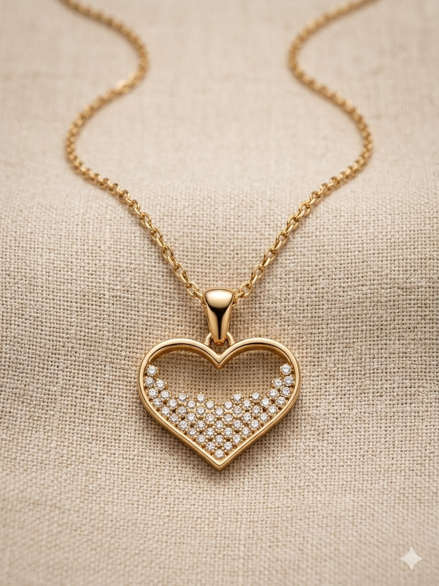 Sparkle Fill Heart Pendant Necklace