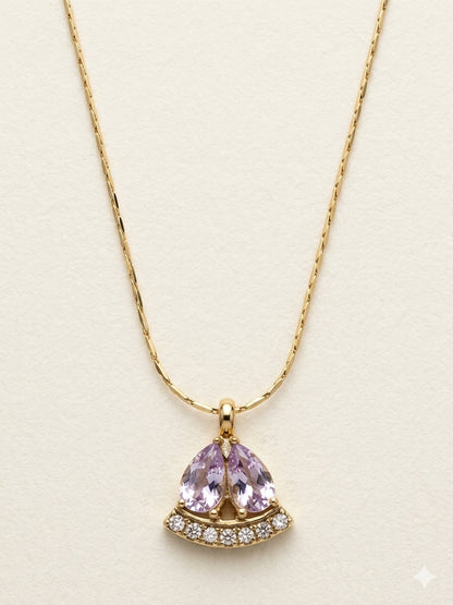 Pink Twin Teardrop Pendant Necklace
