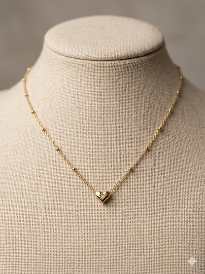Tiny Heart Beaded Chain Necklace