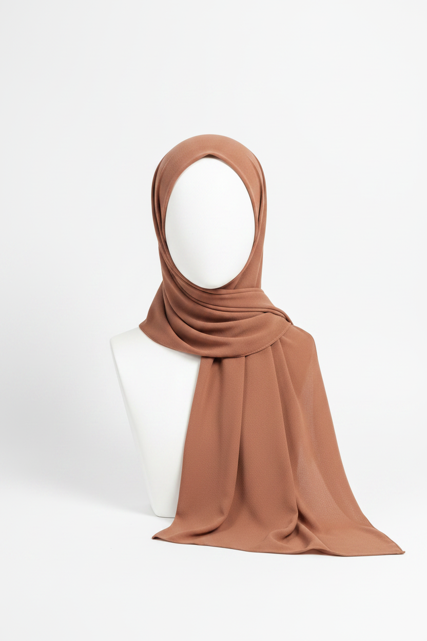 Zera Exclusive Terracotta Hijab draped on mannequin