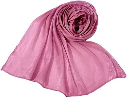 Zera Organza Shimmer Hijab in Blush Pink, rolled and draped elegantly