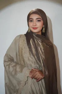 Zera Organza Shimmer Hijab - Chocolate Brown