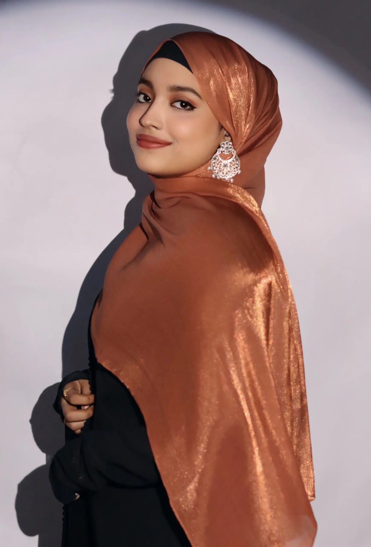 Zera Organza Shimmer Hijab - Copper