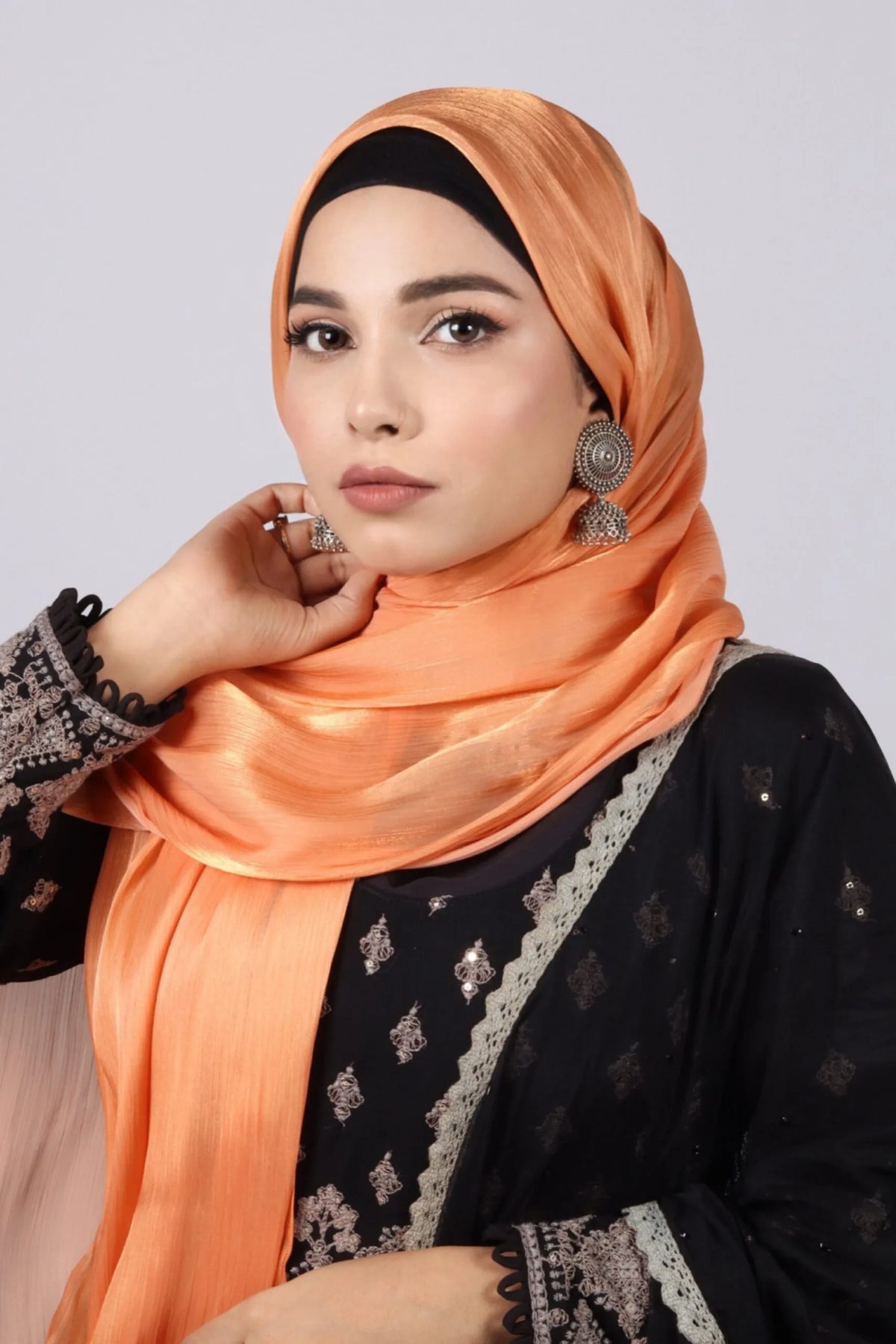 Zera Organza Shimmer Hijab - Tangerine Orange